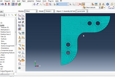 آموزش تحلیل نیرو وارد برصفحه اتصال سوراخ دار آباکوس abaqus-13